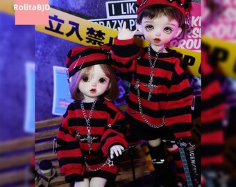 YOSD 1/6 vestiti per bambole bjd, vestito maglione abbigliamento bambola rossa stile gotico