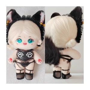 Zwart/witte katoenen poppenkleding van 20 cm, schattige kostuums poppenkleertjes