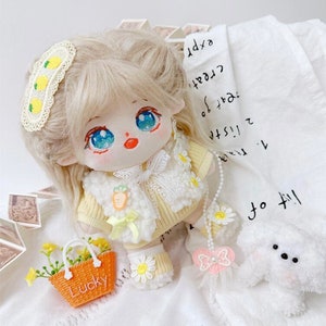 20cm Cotton Doll and Doll Clothes, Yellow Sweater and Pearl Bag  for Plush Doll Winter Wear