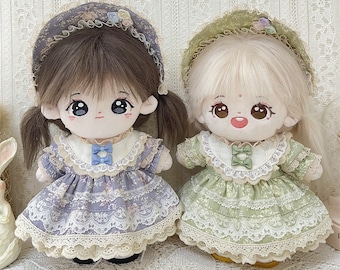 20cm Cotton Doll Dress , Vintage floral lace Dress Outfit, Plush doll Cotton doll clothes