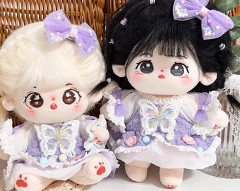 20cm Cotton Doll Princess Dress , Purple Butterfly Summer Kawaii Plush doll Cotton doll clothes
