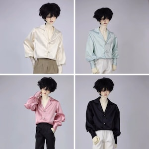 4 Colors 1/3 1/4 Uncle Doll Pink Black T-shirt, Soft Smart Doll Clothing Buttons Top