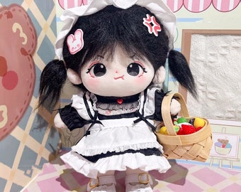 20cm Cotton Doll Dress , Black Maid Outfit Plush doll Cotton doll clothes,