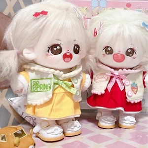 Yellow/Red 20cm Cotton Doll Clothes, Plush Doll Suit, Vest+Dress+Shoes