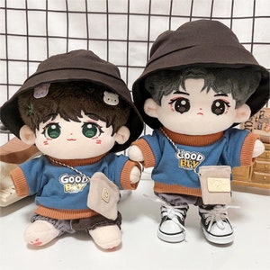 20cm cotton doll clothes, cool handsome boy suit，hat+top+shorts+shoes+bag