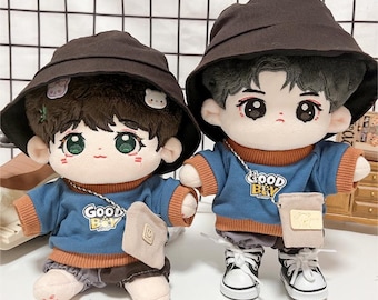 20cm cotton doll clothes, cool handsome boy suit，hat+top+shorts+shoes+bag