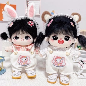 20cm Cotton Doll Clothes, Sweet Girl Plush Doll Suit, Cherry T-shirt+Pants+Headband+Shoes