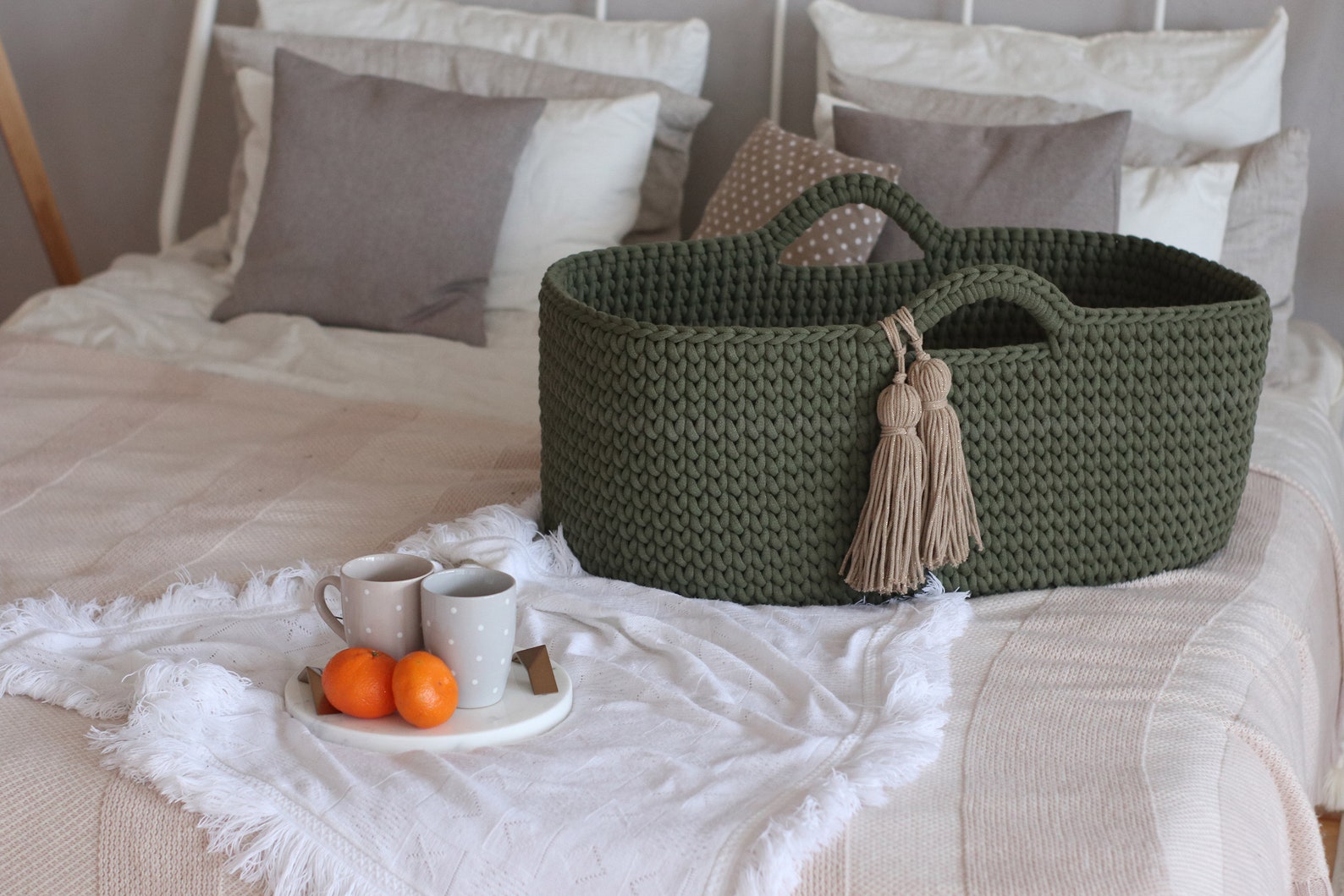 Green Crochet Moses Basket Baby Moses Basket Changing Etsy UK