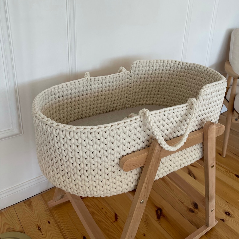 Ivory crochet Moses basket Baby moses basket Changing Etsy