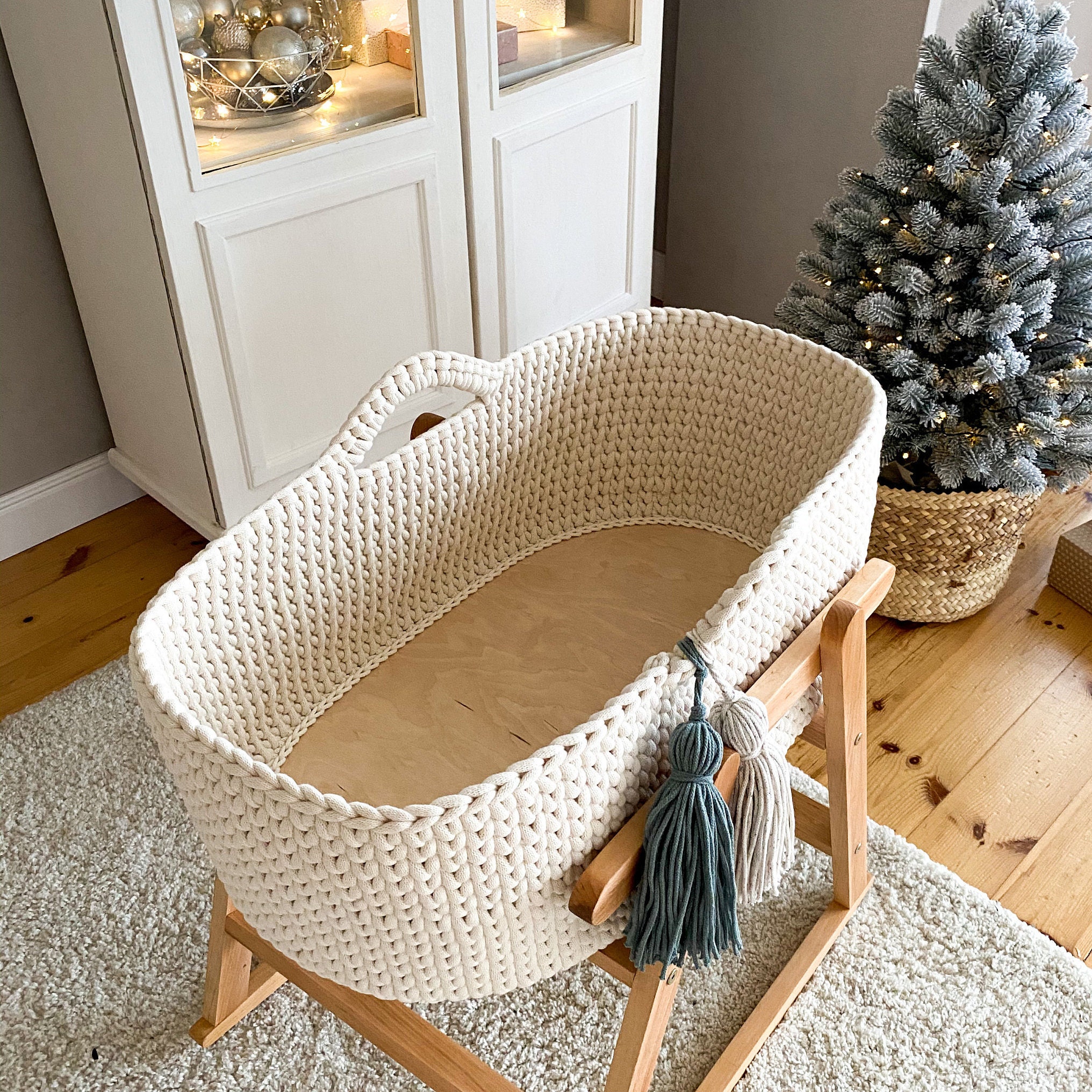 Ivory Crochet Moses Basket Baby Moses Basket Changing Etsy Canada