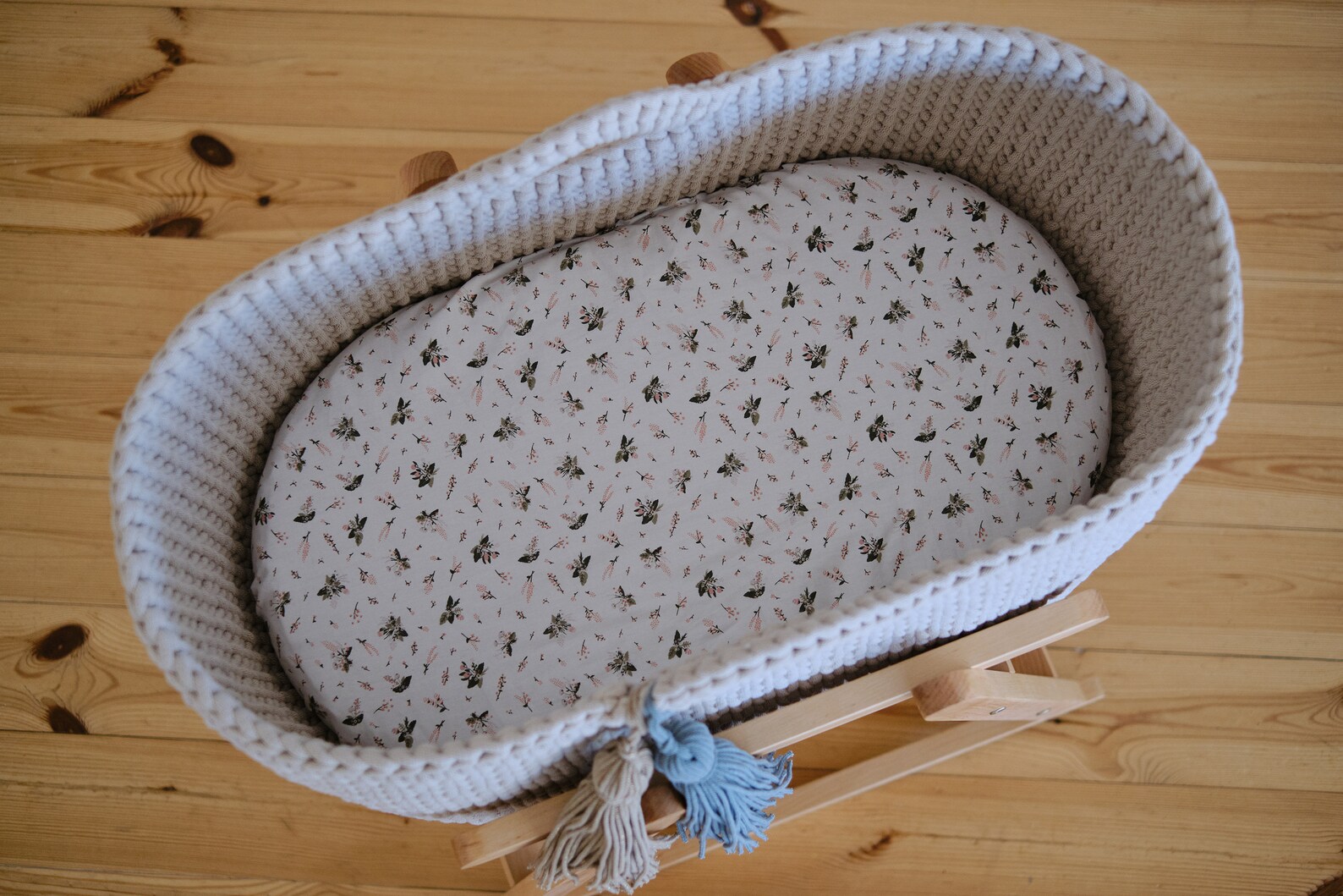 Moses Beige Crochet Moses Basket Handmade Etsy