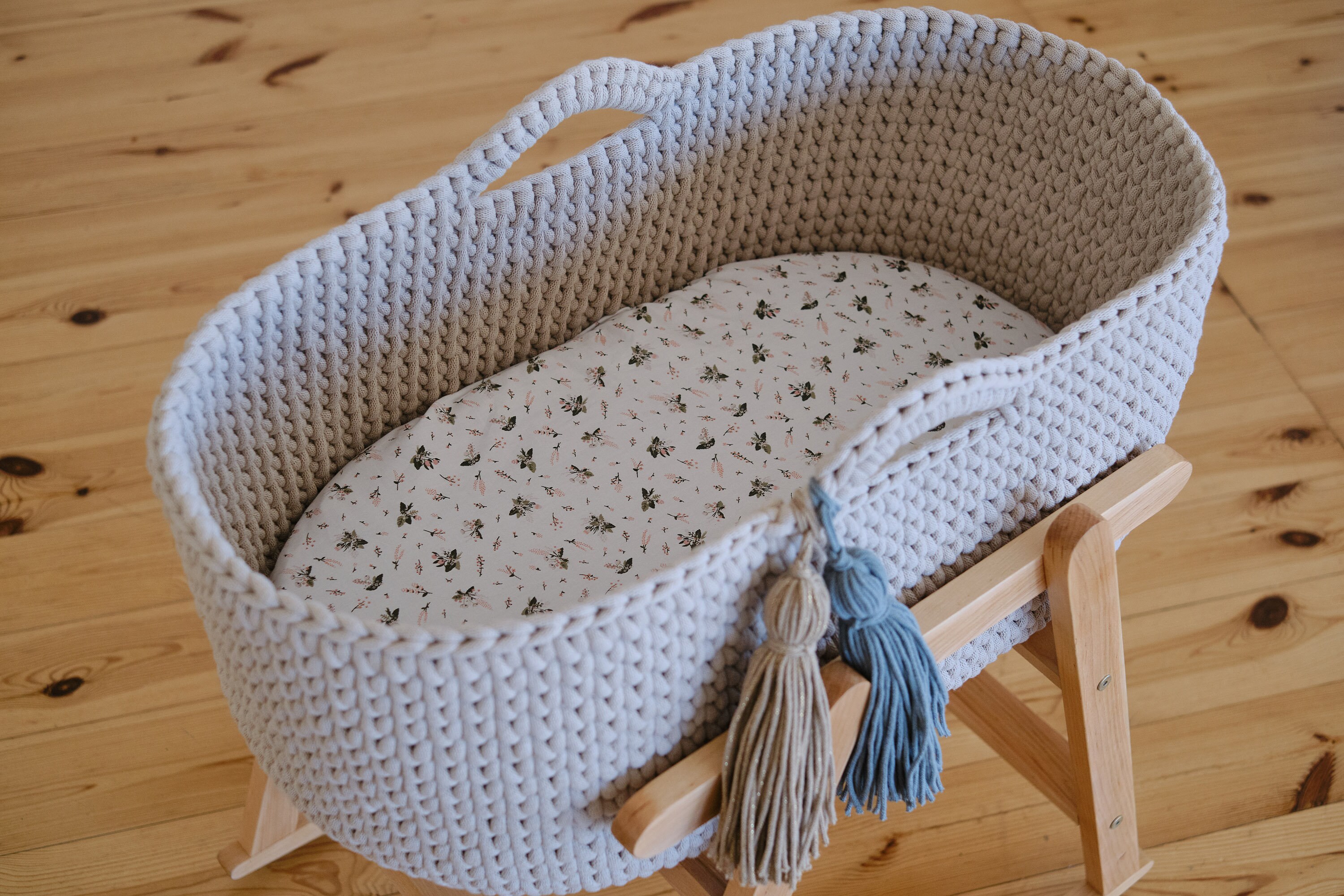 Moses basket Beige crochet moses basket Handmade Etsy