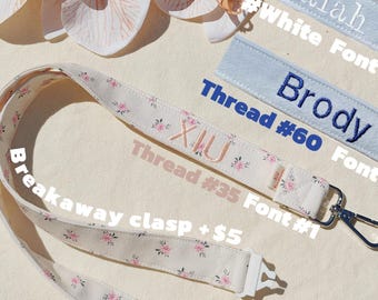 Handmade Breakaway Fabric Lanyards | Embroidered Personalized Key Holder & ID Badge | Teacher Nurse Gift