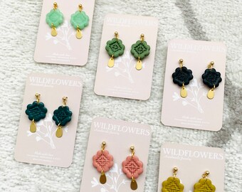 Hmong Floral "Tsev" Shape Earrings - Polymer Clay - Hmong Inspired
