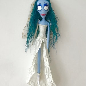 Corpse bride Emily doll, handmade 30” art doll, collectible gothic wall art homedecor, personalized customized adults gift