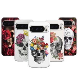 Funda de teléfono con calavera floral para iPhone 17 ProMax 16E 15 Pro 14 13 Mini Pixel 10ProXL 9 Pro 8 A imagen 2