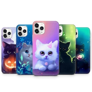 Cartoon kat telefoonhoesje voor iPhone 16 E ProMax 15 Pro 14 13 12 11 X, Samsung S25 Ultra S24 Plus S23 FE S22 S21 S20, Goggle Pixel 9 Pro XL 8 A