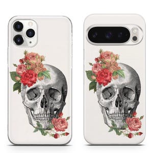 Funda de teléfono con calavera floral para iPhone 17 ProMax 16E 15 Pro 14 13 Mini Pixel 10ProXL 9 Pro 8 A 4