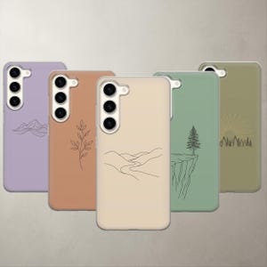 Minimalist Nature Phone Case, Boho Landscape Line Art Cover For Samsung Galaxy S26 Ultra S25 FE S24 Plus S23 S22 A17 A26 A37 A55 A57
