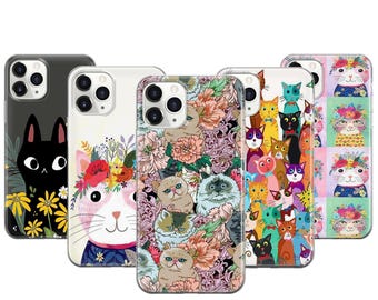 Cartoon Cat Phone Case For iPhone 17 ProMax 16E 15 Pro 14 13 Mini Pixel 10ProXL 9 Pro 8 A painting art gift for kids