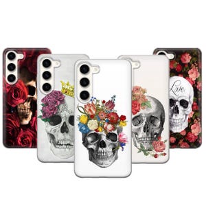 Floral Skull Phone Case For Samsung Galaxy S26 Ultra S25 FE S24 Plus S23 S22 A15 A17 A25 A26 A35 A37 A55 A57