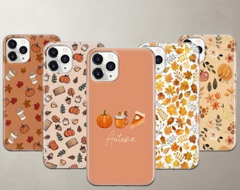 Funda para teléfono con diseño de calabaza otoñal para iPhone 18 Pro Max 17 16e 15 14 13 12, Pixel 11 Pro XL 10A 9 8A 8 Pro. Regalo acogedor con estética otoñal.