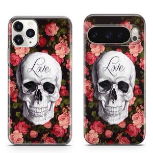 Funda de teléfono con calavera floral para iPhone 17 ProMax 16E 15 Pro 14 13 Mini Pixel 10ProXL 9 Pro 8 A 5