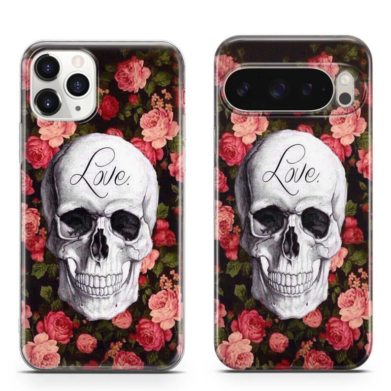 Funda de teléfono con calavera floral para iPhone 17 ProMax 16E 15 Pro 14 13 Mini Pixel 10ProXL 9 Pro 8 A 5