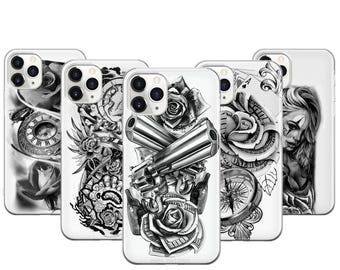 Tattoo Phone Case For iPhone 17 ProMax 16E 15 Pro 14 13 Mini Pixel 10ProXL 9 Pro 8 A