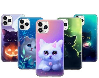 Cartoon Cat Phone Case For iPhone 17 ProMax 16E 15 Pro 14 13 Mini Pixel 10ProXL 9 Pro 8 A  Soft TPU Gel Protective Cover,cute cat phone case