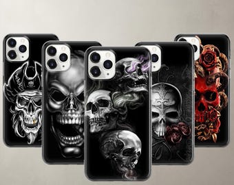 Funda para teléfono con calavera gótica oscura para iPhone 18 Pro Max 17 16e 15 14 13 12 SE Pixel 11 Pro XL 10A 9. Diseño macabro de esqueleto pirata. Regalo ideal para hombres.