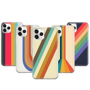 Custodia per telefono a righe retrò per iPhone 17 Pro Max 16E 15 Pro 14 13 Mini Pixel 10 Pro XL 9 Pro 8. Protezione in stile vintage anni '70 e '80.