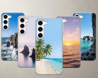 Funda para teléfono con temática oceánica, cubierta con fotografía de naturaleza costera, arte de paisaje de playa tropical para Samsung Galaxy S26 Ultra S25 S24 S23 A57 A55 A37 A15 FE