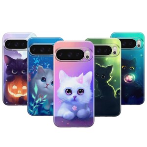 Cartoon Cat Phone Case For iPhone 17 ProMax 16E 15 Pro 14 13 Mini Pixel 10ProXL 9 Pro 8 A Soft TPU Gel Protective Cover,cute cat phone case image 2