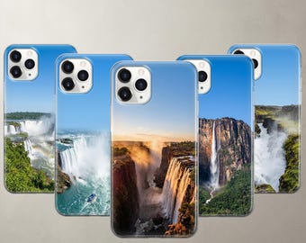 Funda para teléfono con diseño de cascada, cubierta con fotografía de naturaleza, arte de paisajes de cascadas famosas para Apple iPhone 17 Pro Max 16 15, Google Pixel 11 Pro XL 10 9 8