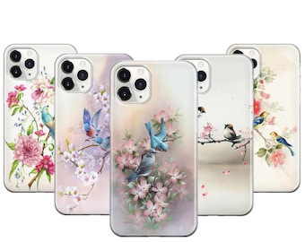 Bird & Flower Phone Case For iPhone 17 ProMax 16E 15 Pro 14 13 Mini Pixel 10ProXL 9 Pro 8 A  Nature-Inspired Watercolor Art