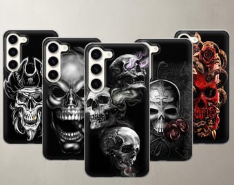 Funda gótica con calavera para teléfono, estética oscura, estilo motero, para Samsung Galaxy S26 Ultra, S26 FE, S26, A17, A57, S25, A16, A15, S24 Plus, A55, A54, arte vanguardista.