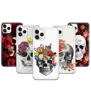 Funda de teléfono con calavera floral para iPhone 17 ProMax 16E 15 Pro 14 13 Mini Pixel 10ProXL 9 Pro 8 A imagen 1