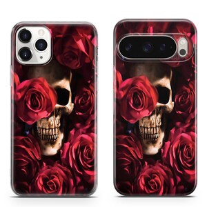 Funda de teléfono con calavera floral para iPhone 17 ProMax 16E 15 Pro 14 13 Mini Pixel 10ProXL 9 Pro 8 A 1