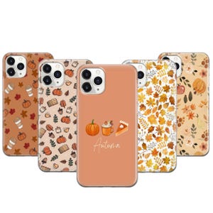 Coque de téléphone automne pour iPhone 17 Pro Max, 16E, 15 Pro, 14, 13 Mini, Pixel 11 Pro XL, 10, 9, 8 A, ambiance automnale chaleureuse, motifs feuilles et citrouilles