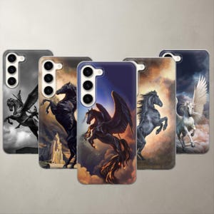 Pegasus Fantasy Phone Case for Samsung Galaxy S26 Ultra S26 FE A17 A57 S25 A16 A15 S24 Plus Dark Horse Mythical Aesthetic Gamer Gift