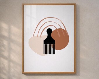 Afro Comb Wall Art Print, African Inspired, Boho Home Decor