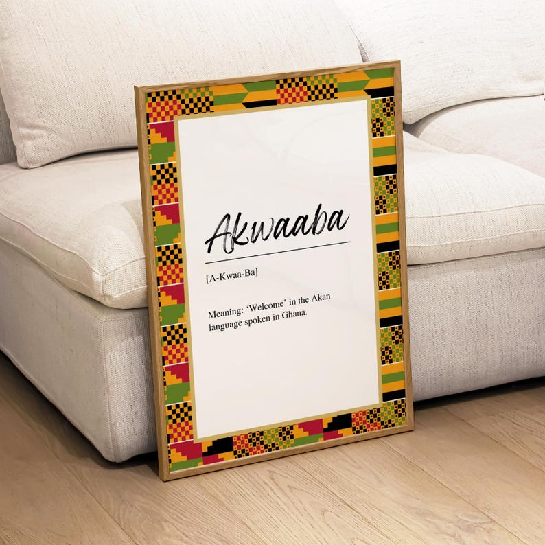 Kente Akwaaba Wall Art, Ghana Kente Wall Art Print, Welcome in Twi ...