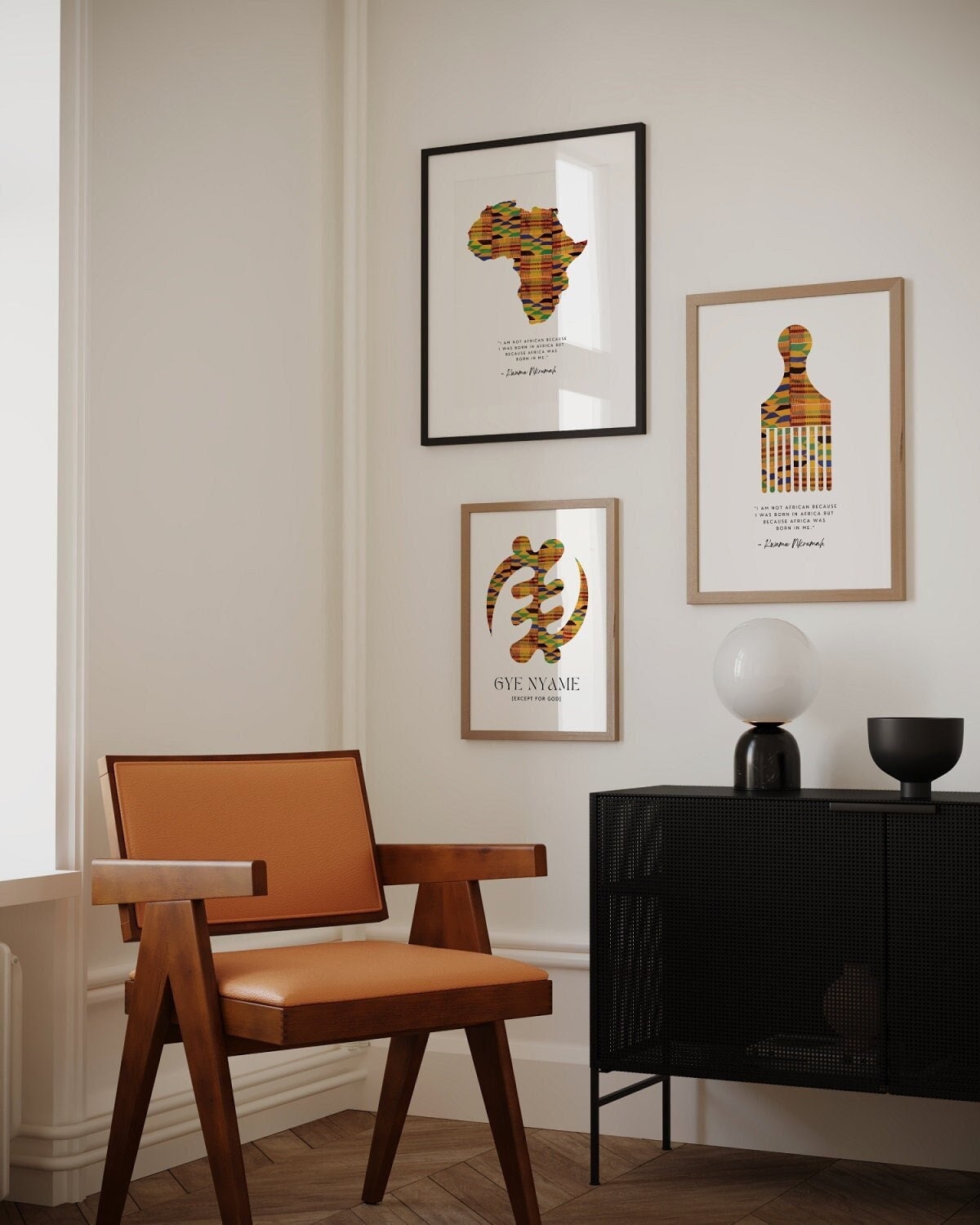 Set of African Kente Wall Art Prints, Kente Gye Nyame, Africa Print ...
