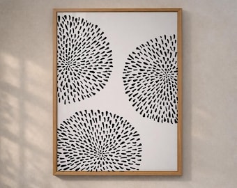 Afro Circles Art Print, Black Beige Boho Decor