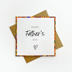 Biglietto per la festa del papà africano Kente, felice festa del papà, biglietto d'auguri per lui, biglietto d'auguri contemporaneo africano nel Regno Unito, biglietto d'auguri quadrato.