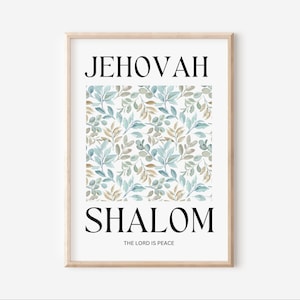 Jehovah Shalom Christian Wall Art Print, Flower Wall Art, God Hebrew Names, Bible Scripture | Christian Home Decor UK, Christian Gifts