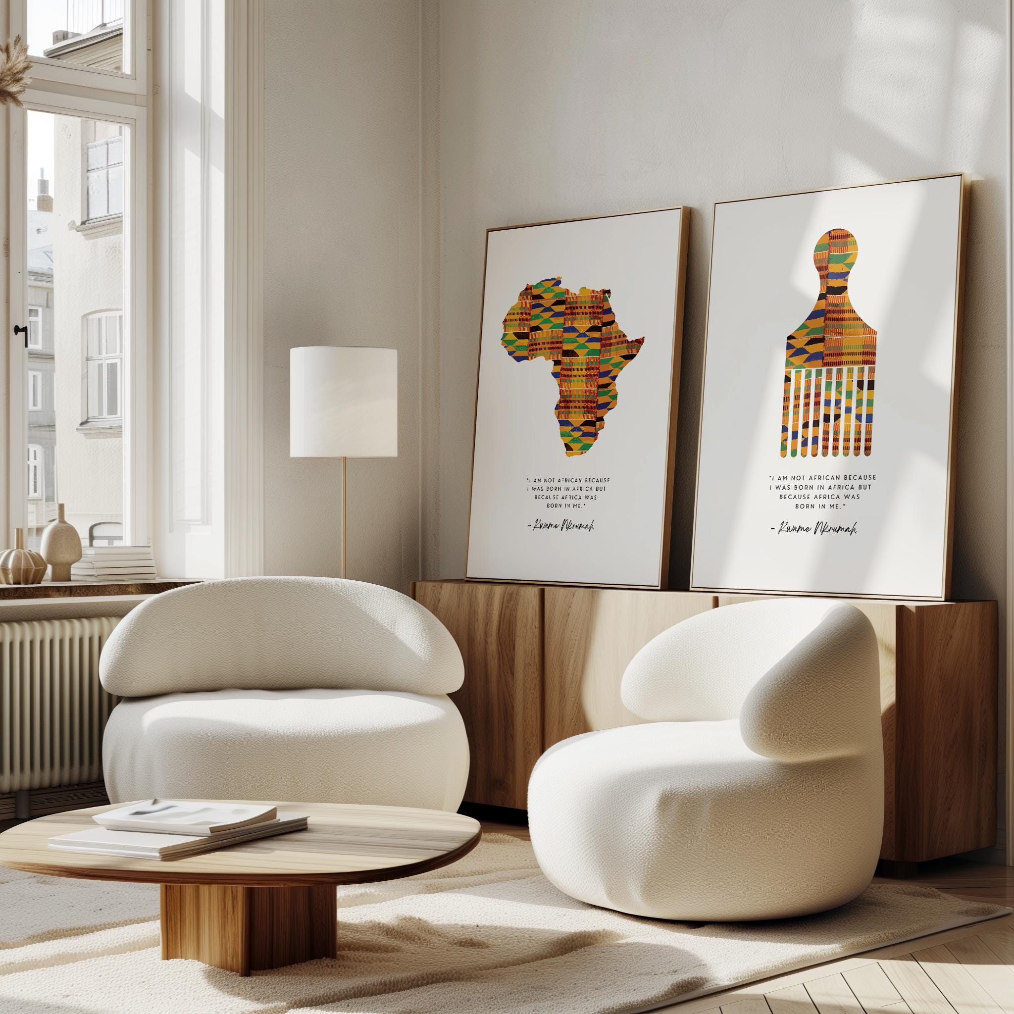 Set of African Kente Wall Art Prints, Kente Africa Print, Afro Comb ...