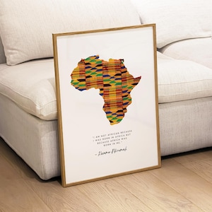 African Wall Art, Kente Africa Wall Art Print, Africa Map, African Wall Art Gifts, Ghana Wall Art, African Quotes, African Prints UK