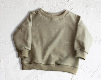 Sudadera de algodón orgánico vintage de cuello redondo y ceniza (talla extragrande, confeccionada y cosida en EE. UU.)